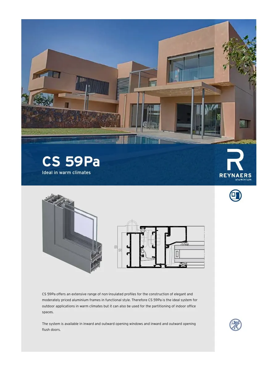Cover of the English Reynaers ConceptSystem 59Pa product brochure