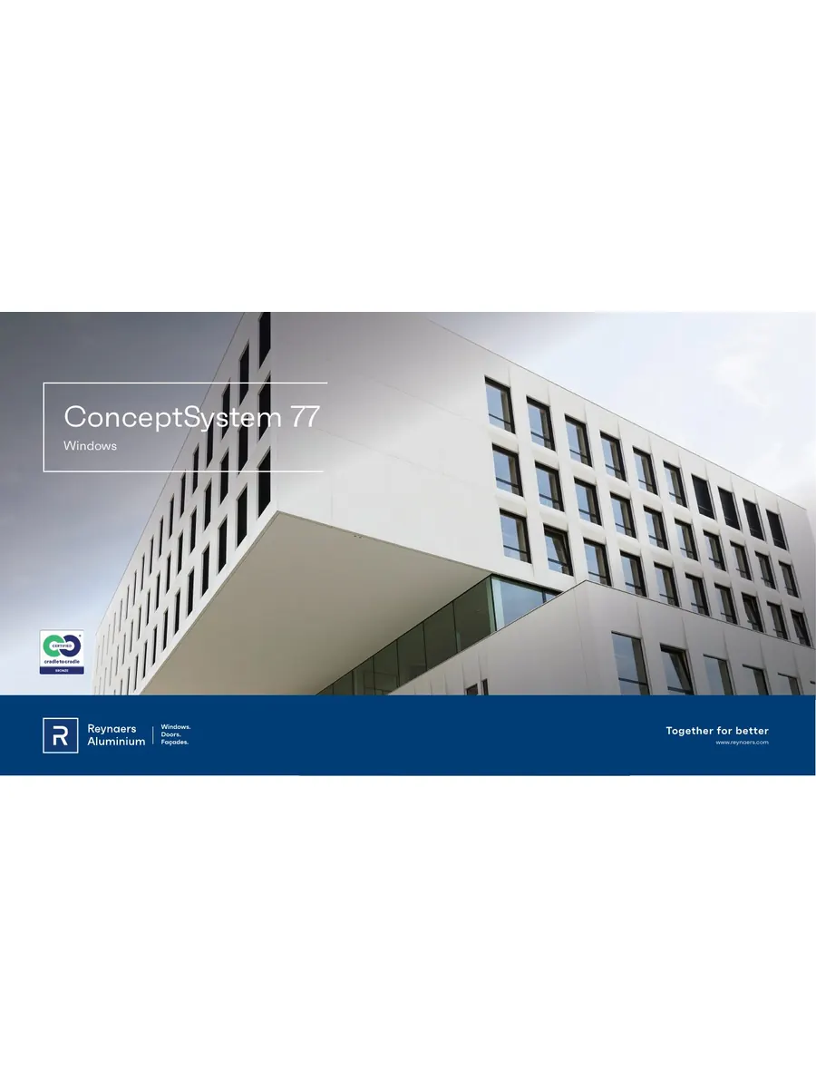 Cover of the English Reynaers ConceptSystem 77 product brochure