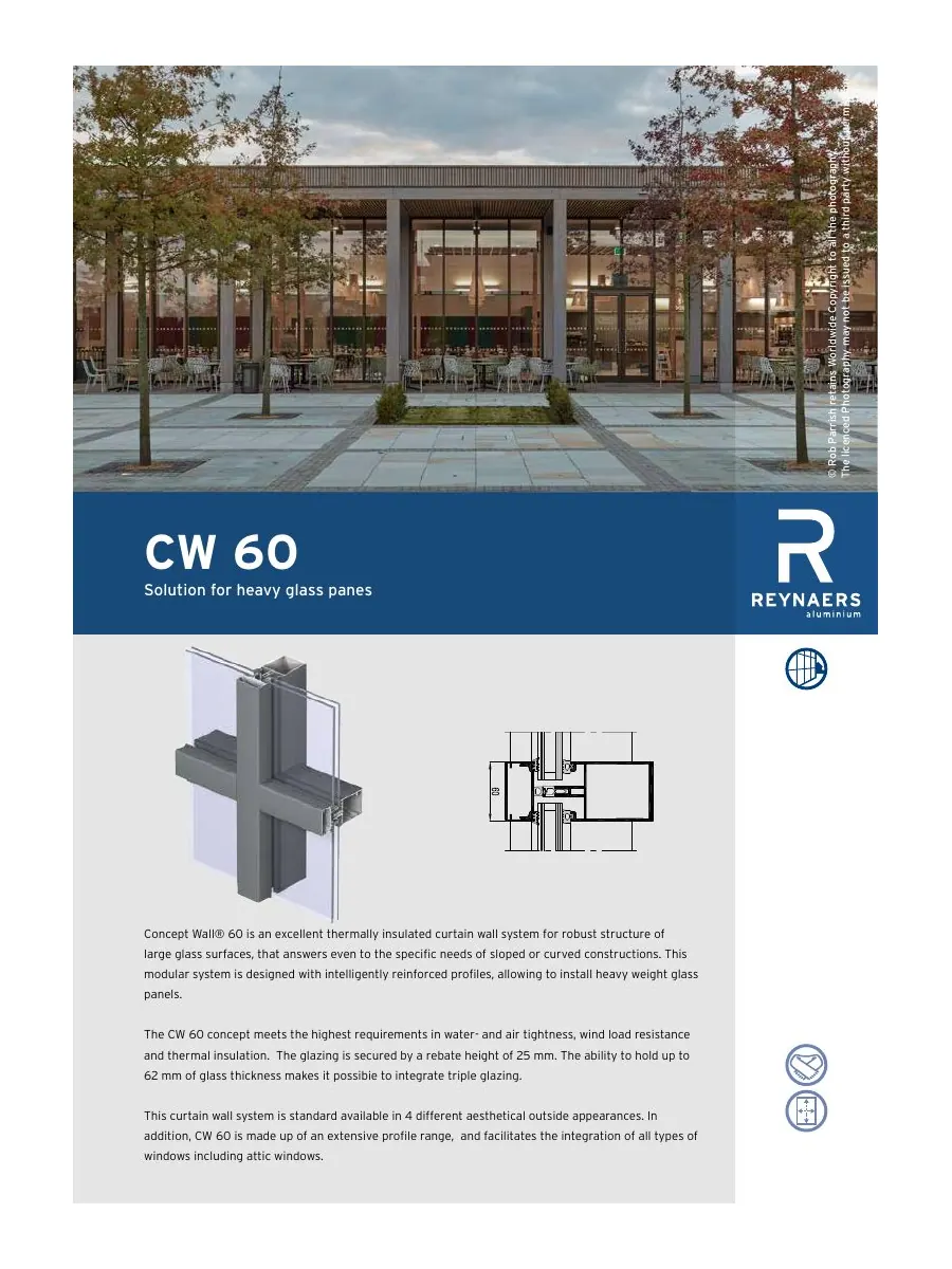 Cover of the English Reynaers ConceptWall 60 product brochure