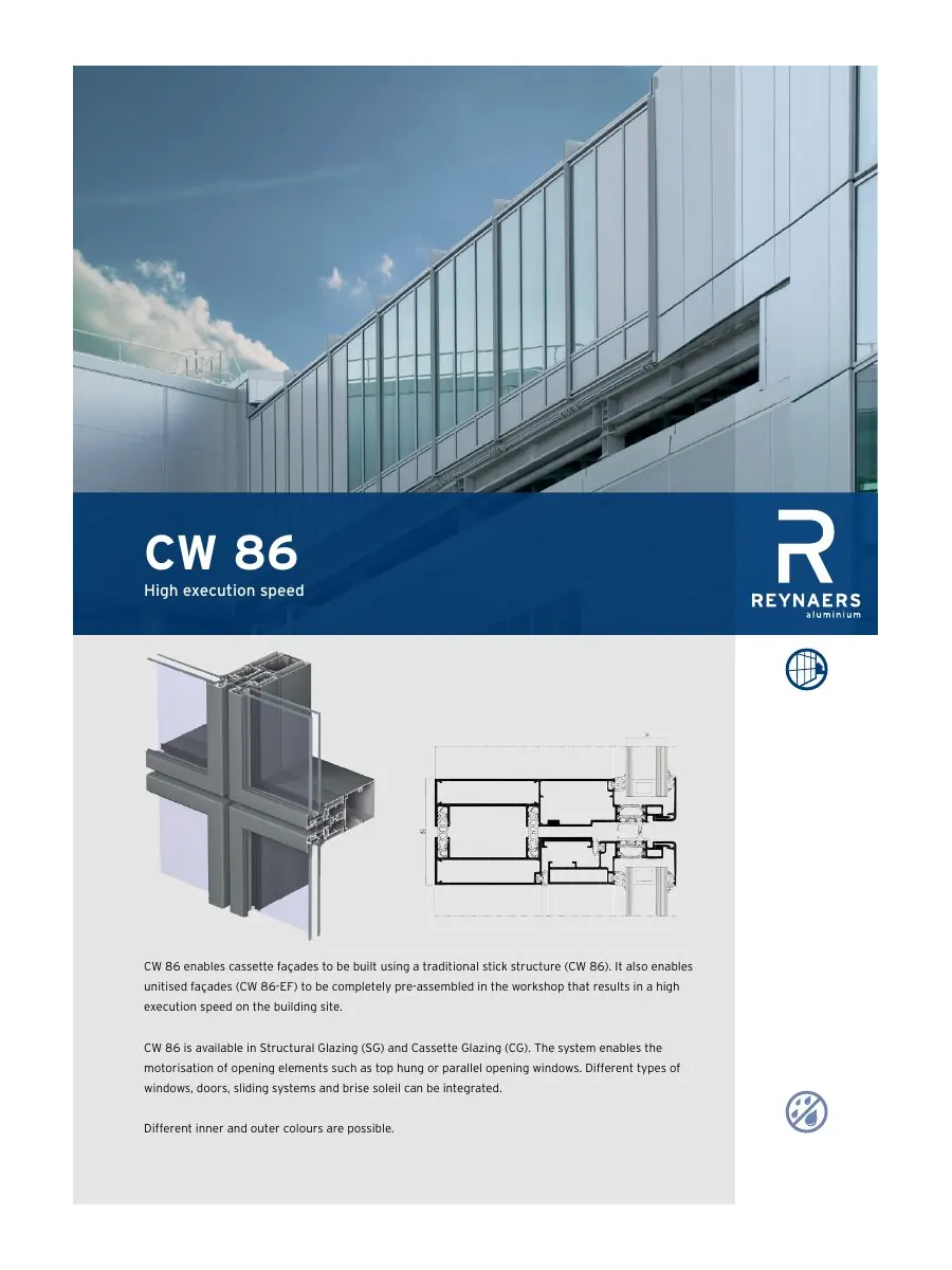 Cover of the English Reynaers ConceptWall 86 product brochure