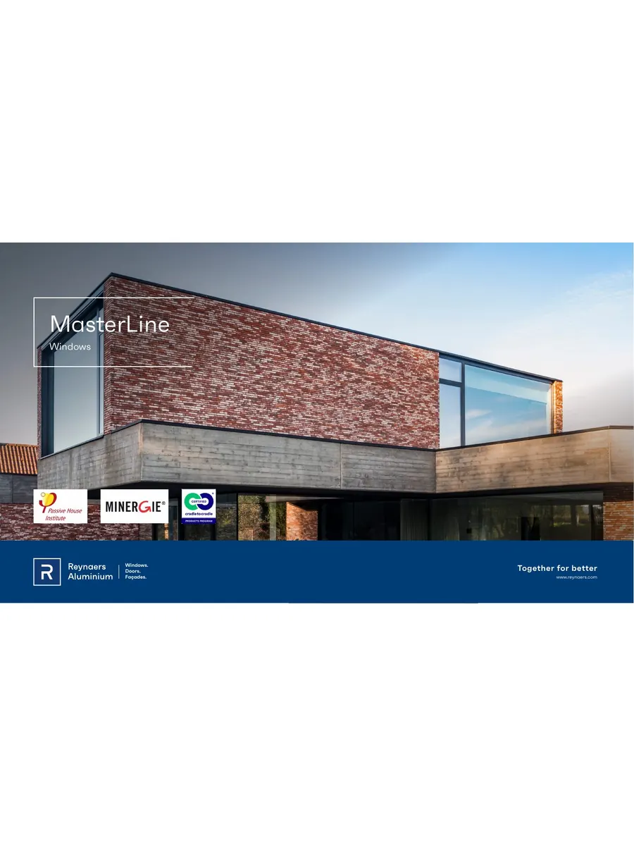 Cover of the English Reynaers MasterLine 8 Windows product brochure