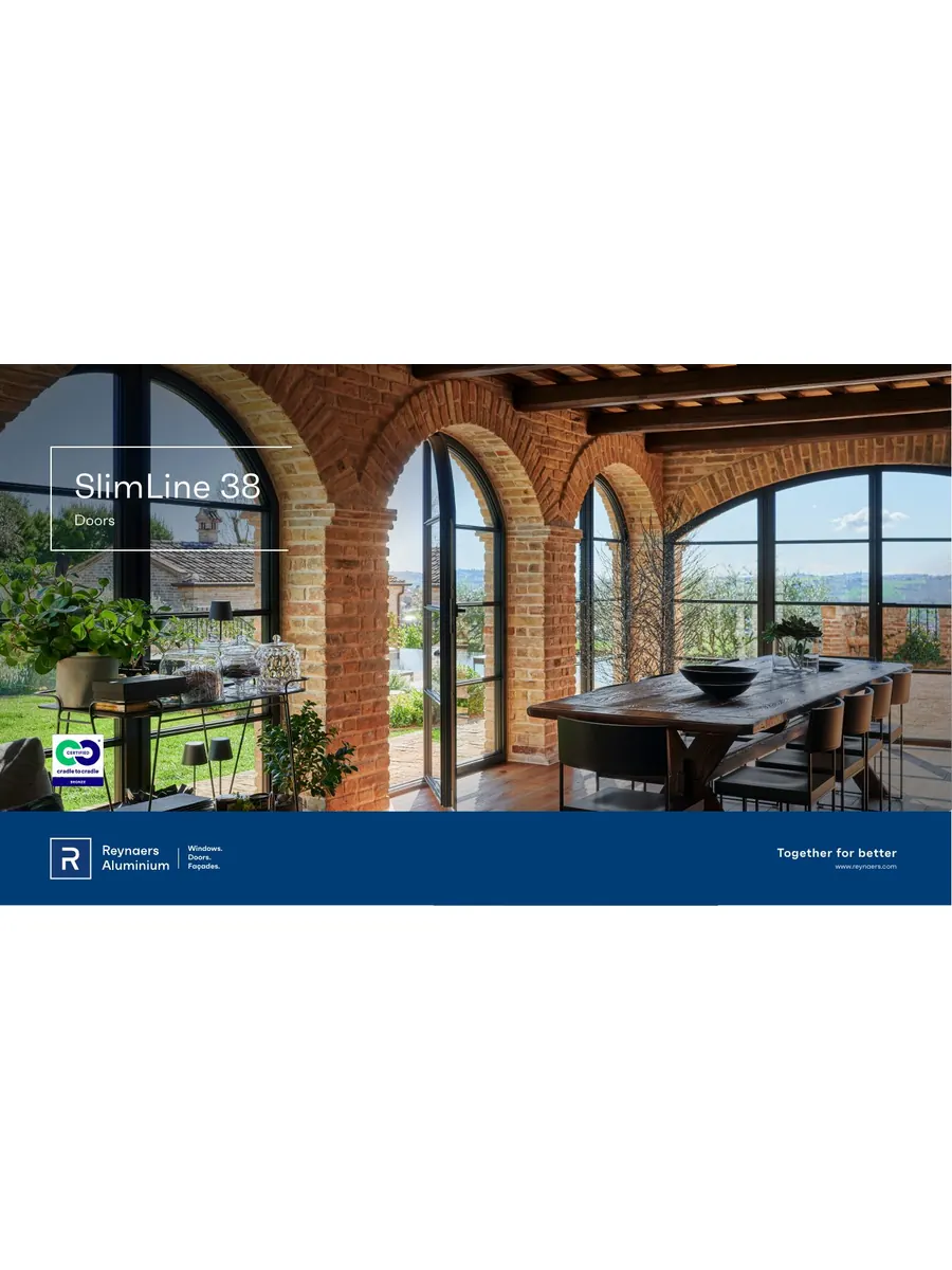 Cover of the English Reynaers SlimLine 38 Doors product brochure