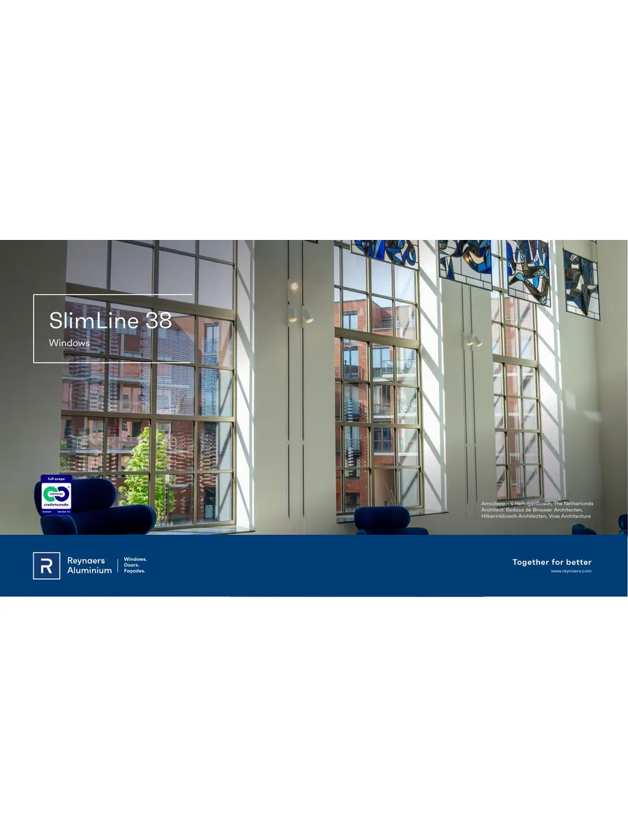 Cover of the English Reynaers SlimLine 38 Windows product brochure
