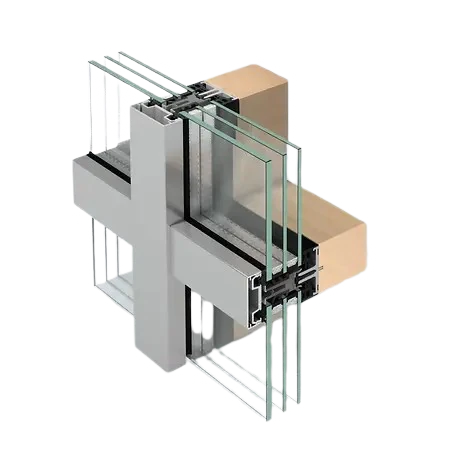 Schüco AOC 60 TI aluminum-on-timber curtain wall profile section