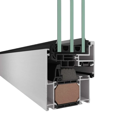 Profile section of the Schüco AWS 75.BS.SI+ aluminum window system