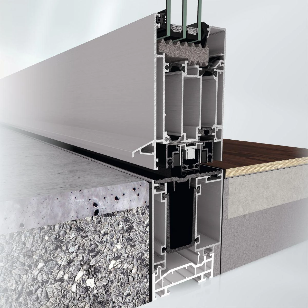 Schüco AD UP 75 thermally broken aluminum entrance door threshold section