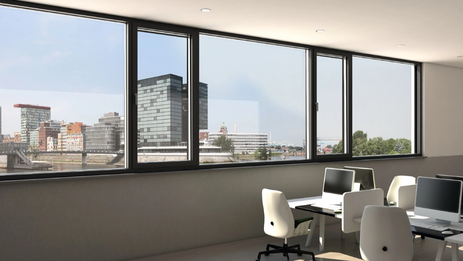 Detail of an aluminum window with insulating glass – made-to-measure aluminum systems featured on Aluminum Window Guides: Glass, Security & Colors